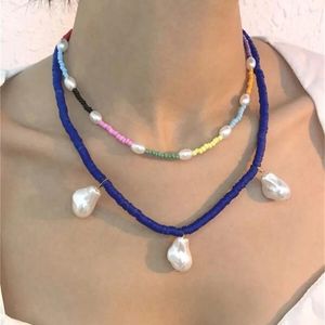 Pendentif Colliers Boho Mode Ethnique Coloré Perle Exagérée Forme Artificielle Collier De Perles Pour Femmes Multiniveau Chaîne Collier Bijoux