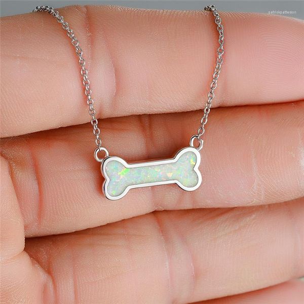 Colliers pendents Boho Femme Chien Bone Collier Chaîne d'opale blanche pour femmes Vintage Rose Gold Silver Color Wedding