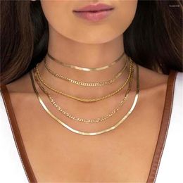 Collares colgantes Boho Gold Color Multinivel Punk Geométrico Serpiente Collar de cadena para mujeres Moda Hip Hop Gargantilla Joyería Regalo al por mayor