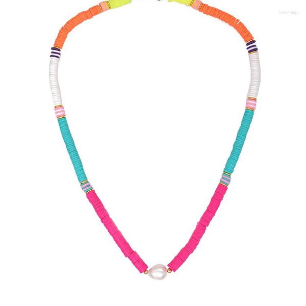 Pendentif Colliers Boho À La Main Collier De Perles Naturelles Coloré Silicone Mode Long Accessoires Pour Femmes Style Ethnique Bijoux En Gros