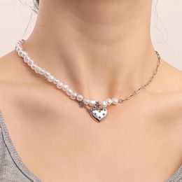 Hanger Kettingen Boho Imitatieparel Legering Liefde Hart Kralenketting Voor Vrouwen Creatief Veelzijdig 2023 Sieraden Accessoires