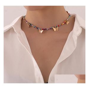 Hanger kettingen boho rijst kralen vlinderster colorf kralen choker ketting mode sieraden cadeau voor vrouwen meisjes drop levering pen dh6ki