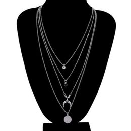 Colliers pendentifs style Boho Lune or argent collier pendentif multicouche 230901