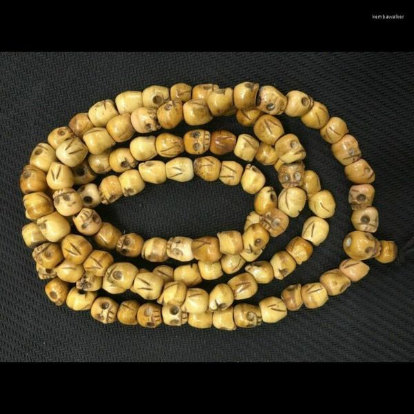 Collares pendientes Granos de rezo del cráneo del hueso ¡Nelace! Budista tibetano Mala Shaman Rosario 108 Figuras Decoración Colección Adornos