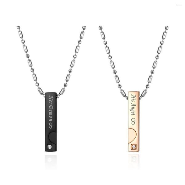 Colliers de pendentif Boniskiss 2 Paies Amateurs de charme romantique en acier inoxydable pour couple Long Suspension Colaire de chaîne masculine