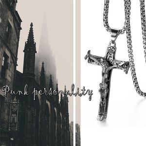 Colliers pendants boniskiss hommes vintage couleurs argent￩s classiques croix m￢le ￠ longue cha￮ne suspension coullares collier or collier