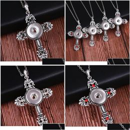 Pendant Necklaces Boom Life Trendy Faith Cross Style Snap Necklace Pendant With Link Chain Fit 18Mm Button Jewelry For Wo Jllnxg Drop Dhjdt