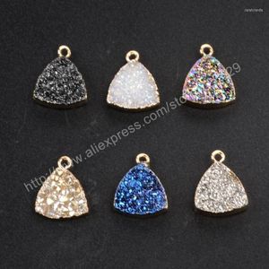 Collares pendientes BOROSA 10pcs Druzy Triangle Titanio Gold Color Charm G1154 Drusy Jewelry