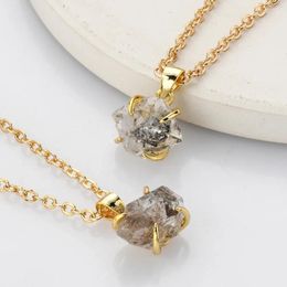 Colliers pendants borosa 16inch Unique Golden Color Claw Herkimer Facetted Collier Natural Gemstone Mariage Anniversaire Bijoux