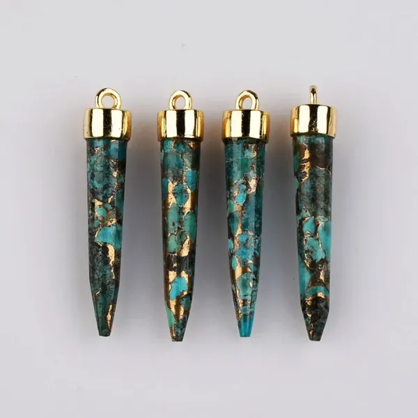 Colliers pendants borosa 5pcs Naturel Turquoise Stone Round De forme Point Point pour les bijoux Faire des accessoires de bricolage en gros en gros