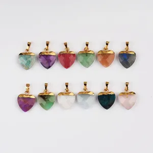 Collares colgantes BOROSA Art Deco Mix Color Multi-tipo Piedra Chapado en oro Corazón natural Piedra lunar facetada para mujer Joyería