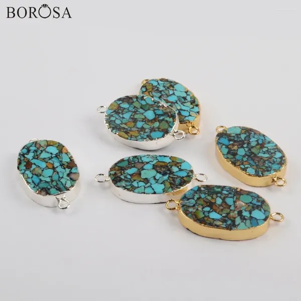 Colliers pendants Borosa Borosa Golden / Silver Plated Natural Turquois Copper Corper Stone Black Black Metal Line Bijoux pour les femmes Collier