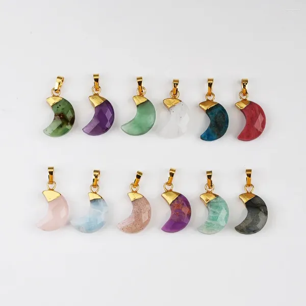 Colliers pendants Borosa Mélange Couleur en pierre multi-kind Gold plaqué de lune naturelle en forme de lune en forme de lune pour les cadeaux de bijoux pour femmes