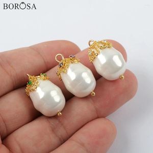 Colliers pendants Borosa Perles de perles naturelles Drop Baroques Pearl Perles pour bijoux Making Cz Charm Golden Wire Emballe Collier Accessoires