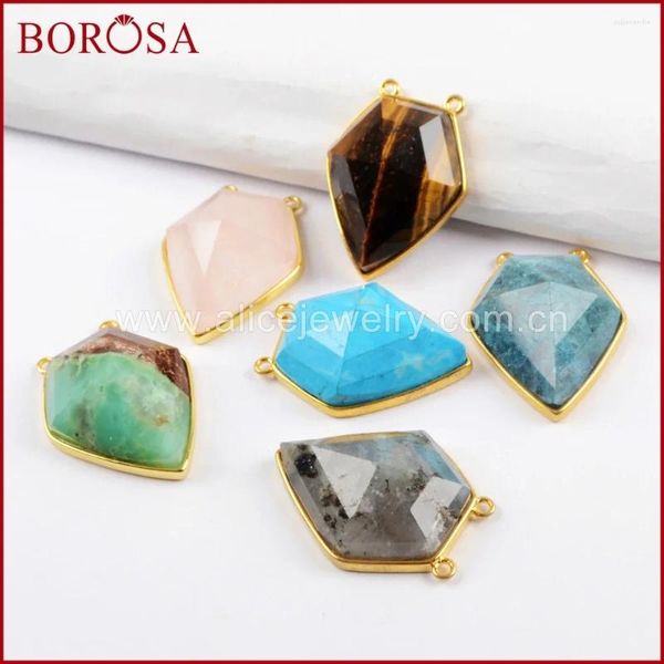 Colliers pendants Borosa Pentagone en forme de kind gemmes à facette de kind Druzy Connecteurs