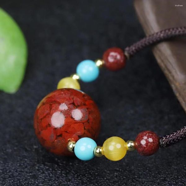 Pendentif Colliers Boutique A Goods Collier de boule de cinabre naturel Beauté Lucky DIY Handmade Fine Bijoux Accessoires