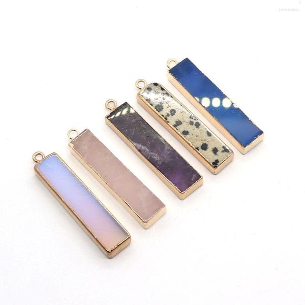 Pendentif Colliers Boutique Pierre Naturelle Rectangle Enveloppé Améthyste 8x39mm Charme Collier De Mode Boucles D'oreilles DIY Bijoux Dames Accessoires