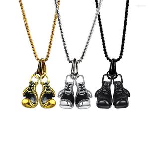 Hanger kettingen bokshandschoenen ketting voor mannen goud vergulde zwarte staal mode hiphop punk sport trui ketting universitaire fitness sieraden