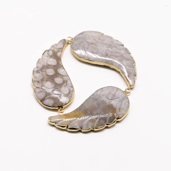 Marque plaqué or aile d'ange pendentifs Vintage liberté de fille pierre naturelle corail Jade charmes mode Reiki collier