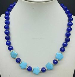 Colliers pendants NOUVEAU BLEU BLEU 10 mm Collier de boutique Turquoise Blue Petal Blue Bleu 18 pouces