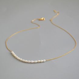 Collares colgantes Latón con oro de 18 quilates Collar de perlas reales naturales Joyería Wowen Diseñador de fiesta T Show Runway Vestido Japón Moda coreana 230329