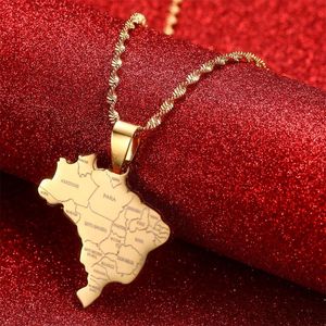 Hanger kettingen Brazilië Kaart met stadsnaam Brasil Maps sieraden Gift Spendant