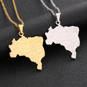 Hanger Kettingen Brazilië Kaart Met Stad Ketting Roestvrij Staal Voor Vrouwen Mannen Goud Zilver Kleur Charm Mode Brazilië Kaarten Sieraden Geschenken