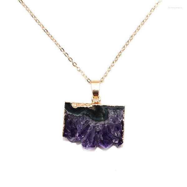 Pendentif Colliers Brésil Violet Améthystes Druzy Collier Geode Cristal Brut Irrégulier Pierres Précieuses Naturelles Bijoux Cadeau Pour Femme Fille