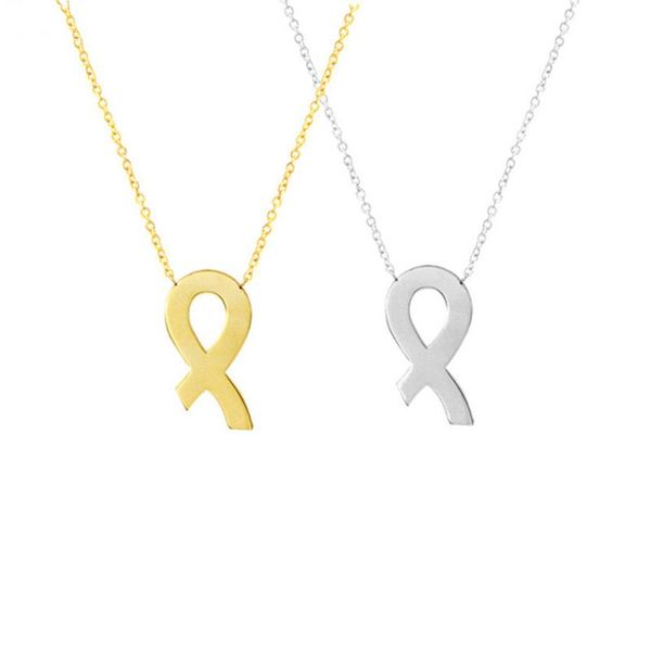 Collares colgantes Concientización sobre el cáncer de mama Cinta Collar de SIDA Encanto de acero inoxidable Oro Rosa Amor Caridad Bufanda cálida Encantos