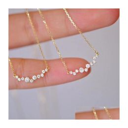 Hangende kettingen bruidsmeisje sieraden geschenken sierlijke zirconia diamant sneeuw ketting 14k goud vergulde 925 sier drop levering hangers dhs2g