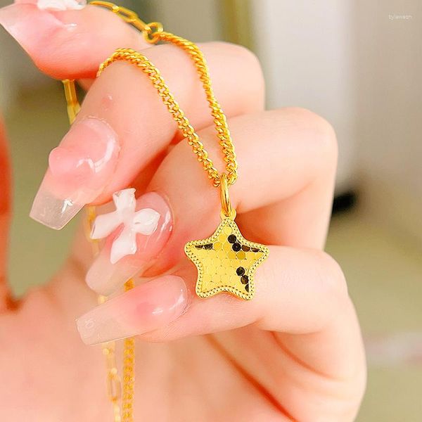 Pendentif Colliers Bright Mirror Dragon Scale Star Butterfly Collier Haut de gamme CNC Hard Gold 999 Cadeau pour petite amie Pendentifs