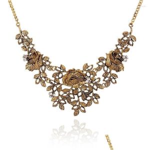 Colliers pendants Bronze Rich Flower Choker Collier Femmes Fashion Bijoux Luxury Big Bib Maxi Déclaration Tassel Drop Livraison OTRLV
