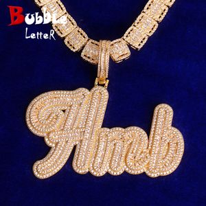 Pendentif Colliers Bulle Lettre Bijoux Personnalisé Nom Plaqué Baguette Collier Véritable Or Couleur Charmes Bling tendances vendeurs 230704