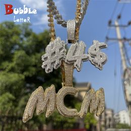 Hanger Kettingen Bubble Letter Gepersonaliseerde Ketting Mannen Aangepaste Naam Hanger IJs Bedel Hip Hop Sieraden Trend Luxe Designer 230704