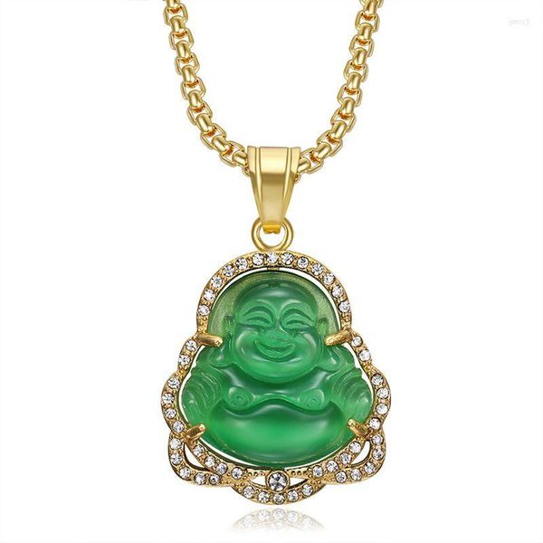 Pendentif Colliers Bouddha Pour Les Femmes Or Couleur En Acier Inoxydable Cubique Zircon Collier De Mode Bijoux Style Goutte