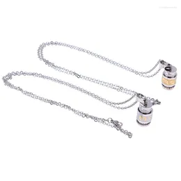 Collares colgantes Escrituras budistas Cilindro Botella pequeña Oración rotatable para un collar de acero de titanio unisex