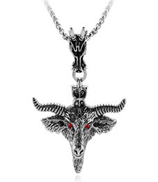 Colliers pendants Budrovky pentagram Collier de tête de chèvre amulette sabbatique occulte œil rouge pour femmes hommes bijoux de la mode collier Choker1880505