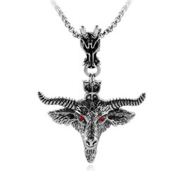 Colliers pendants Budrovky pentagram Collier de tête de chèvre amulette sabbatique occulte red œil pour femmes hommes bijoux de mode collier Choker3089198