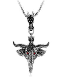 Colliers pendants Budrovky pentagram Collier de tête de chèvre amulette sabbatique occulte red œil pour femmes hommes bijoux de la mode collier Choker1320819
