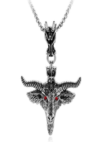 Colliers pendants Budrovky pentagram Collier de tête de chèvre amulette sabbatique occulte red œil pour femmes hommes bijoux de la mode cols choker5312317