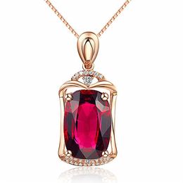 Hanger kettingen Budrovky vintage zilver 925 ketting ovaal robijn ruby ​​zirkon edelsteen geometrische vorm sieraden voor vrouwelijk trouwfeest groothandel