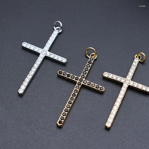 Collares colgantes Joyería a granel Venta al por mayor Alta calidad Oro Rodio Chapado Blanco Negro CZ Ajuste Cruz para mujeres Hombres Collar Fabricación