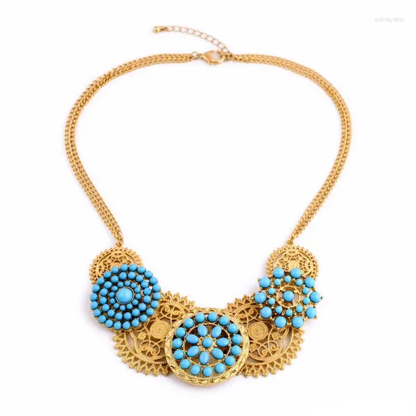 Collares colgantes Precio a granel Recorte Impresión Collar de asunto real con cuentas azules en él Joyas maravillosas