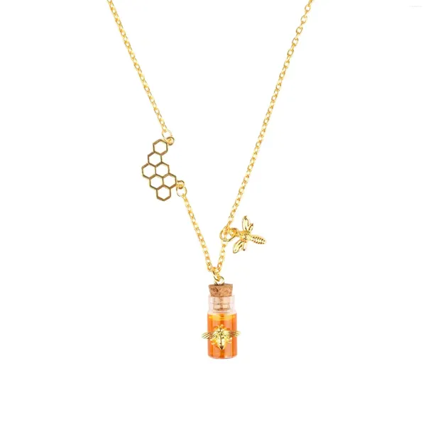 Colliers pendentifs Bumble Bee Collier Honeycomb Collier pour femmes - Costume asymétrique en pot