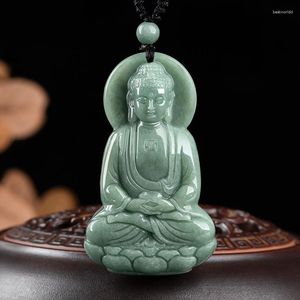 Hanger Kettingen Birmese Jade Boeddha Mode Amulet Sieraden Ontwerper Echte Natuurlijke Ketting Jadeïet Charms Groene Edelstenen Smaragd