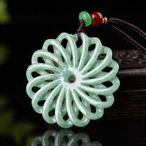 Pendentif Colliers Jade Birman Kaléidoscope Pendentif Amulettes Cadeau Bijoux Collier Vintage Vert De Luxe Jadéite Colliers Émeraude Réel Naturel HKD230712