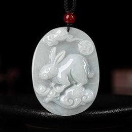 Pendentif Colliers Birman Jade Lapin Pendentif Bijoux Colliers Réel Amulette Accessoires Pierres Précieuses Collier Blanc Naturel Charmes Vintage Jadéite HKD230712