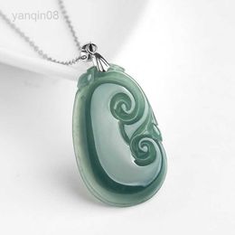 Pendentif Colliers Birman Jade Ruyi Pendentif Bijoux Naturels Certificat Pierre Précieuse Talismans Homme Vert Hommes 925 Argent Charme Jadéite Collier HKD230712