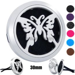 Pendentif Colliers Papillon 30mm Acier Inoxydable 316L Huile Essentielle Voiture Médaillon Aroma Diffuseur Goutte