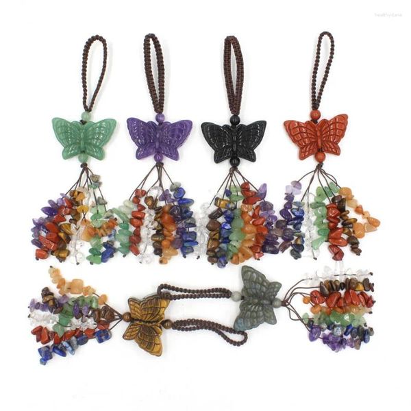 Colliers de pendentif papillon 7 Chakra Quartz Chain Pendants Amethyst Crystal, etc. Charmes de pierre Amulet Bijoux de mode européens 1pcs